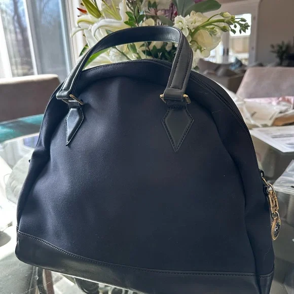 Authentic Vintage Versace Black Satchel with Embroidered Gold Sun Logo - Picture 7 of 15